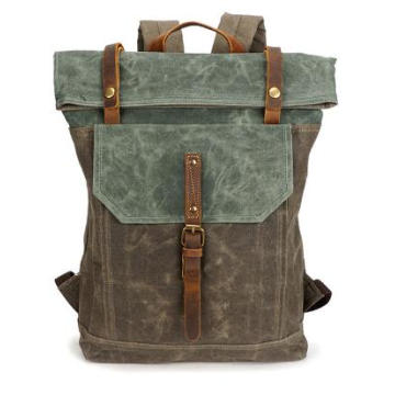 2019 Outdoor Vintage Canvas Business Leather  Travel Laptop Backpack Anti Theft Man